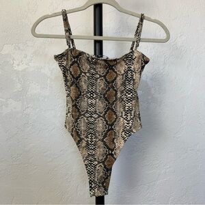 Bold Brown and Black Snake Print Bodysuit